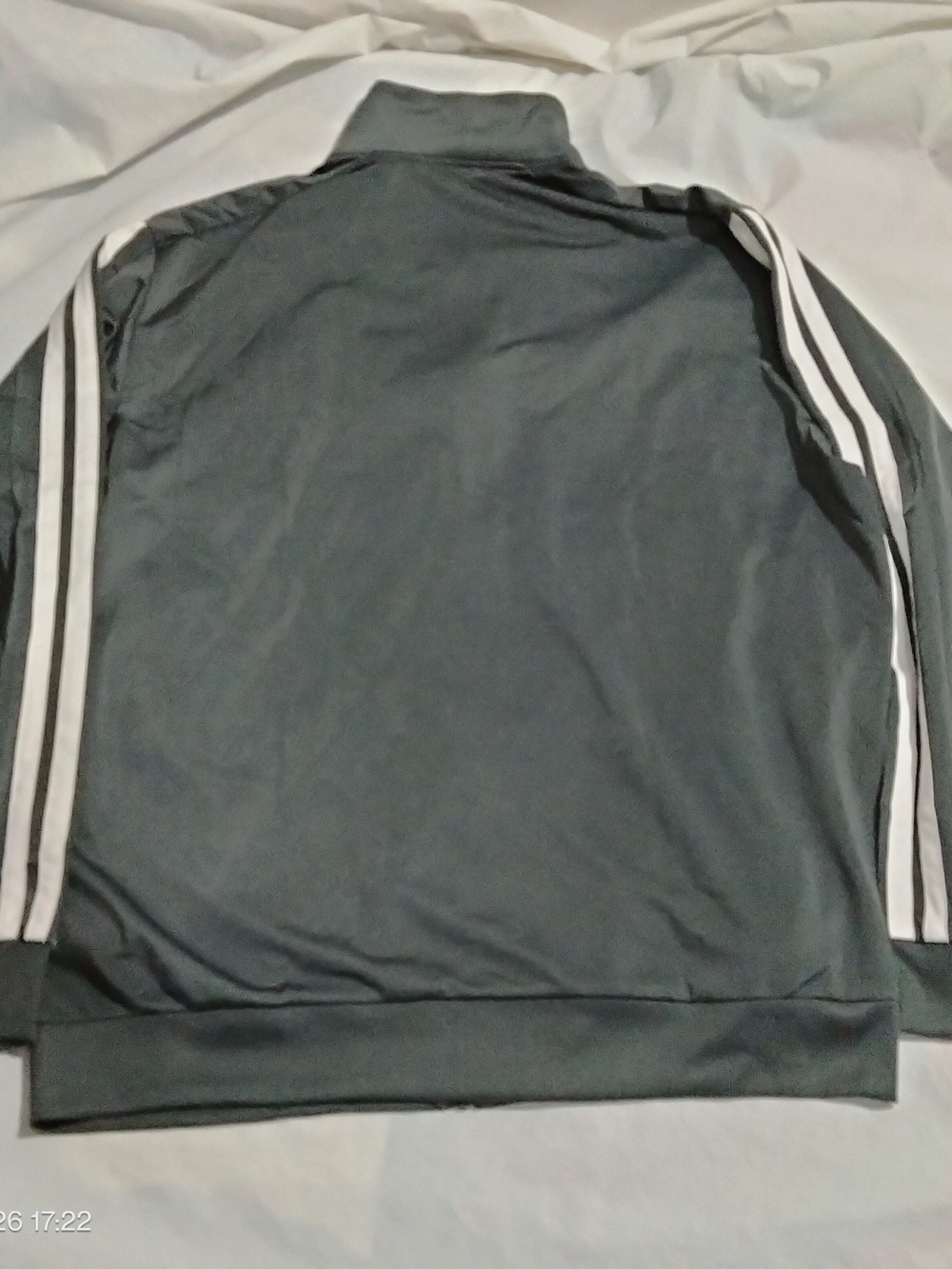 adidas Mens 3S Tricot Track Jacket Grey White Stripes XL Full Zip KD6755 NWT - Picture 4 of 5